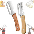 2 piece 3-in-1 stainless steel vegetable peeler set with wooden handles