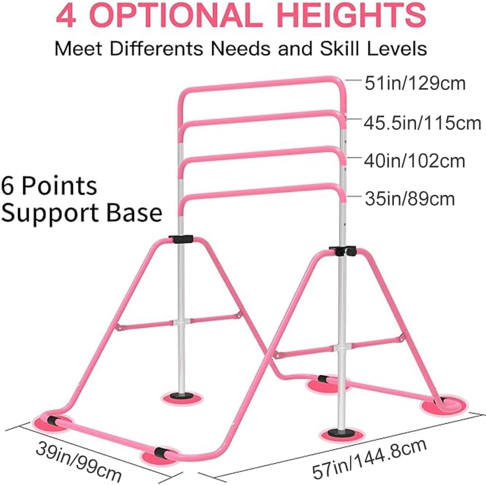 EVERYMILE Kids Gymnastics Bar – Adjustable & Foldable Home Training Bar