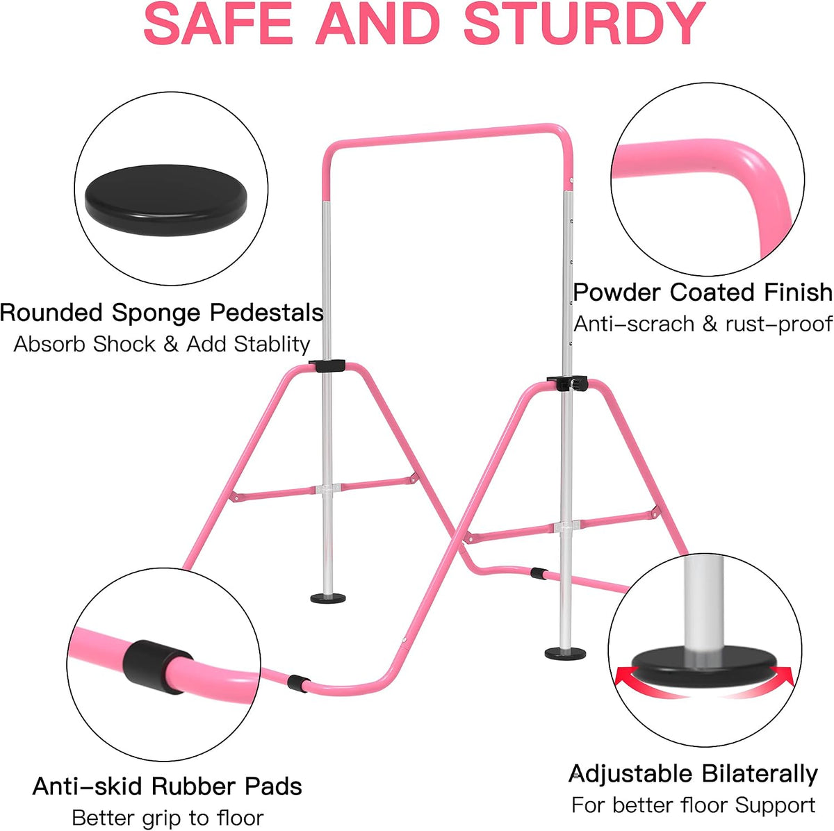 EVERYMILE Kids Gymnastics Bar – Adjustable & Foldable Home Training Bar