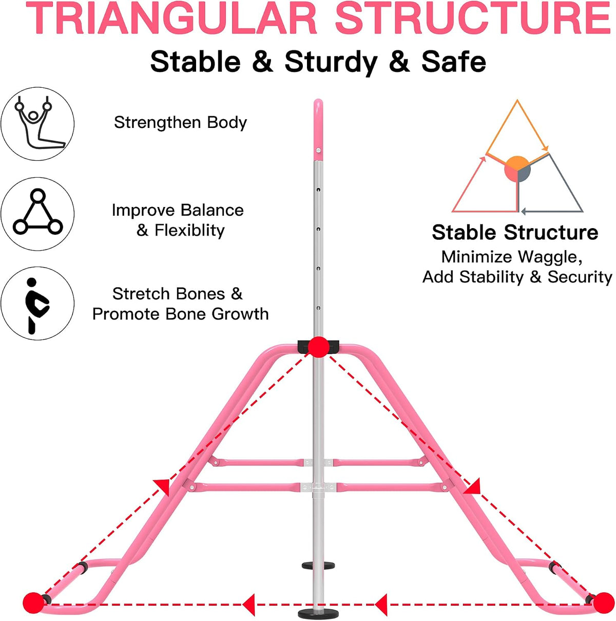 EVERYMILE Kids Gymnastics Bar – Adjustable & Foldable Home Training Bar